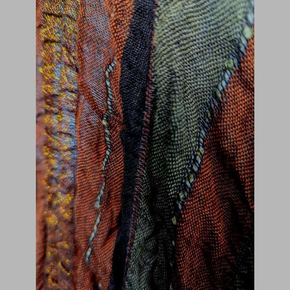 Boho Brown Scarf/Wrap scattered sequins fringe rayon blend 98